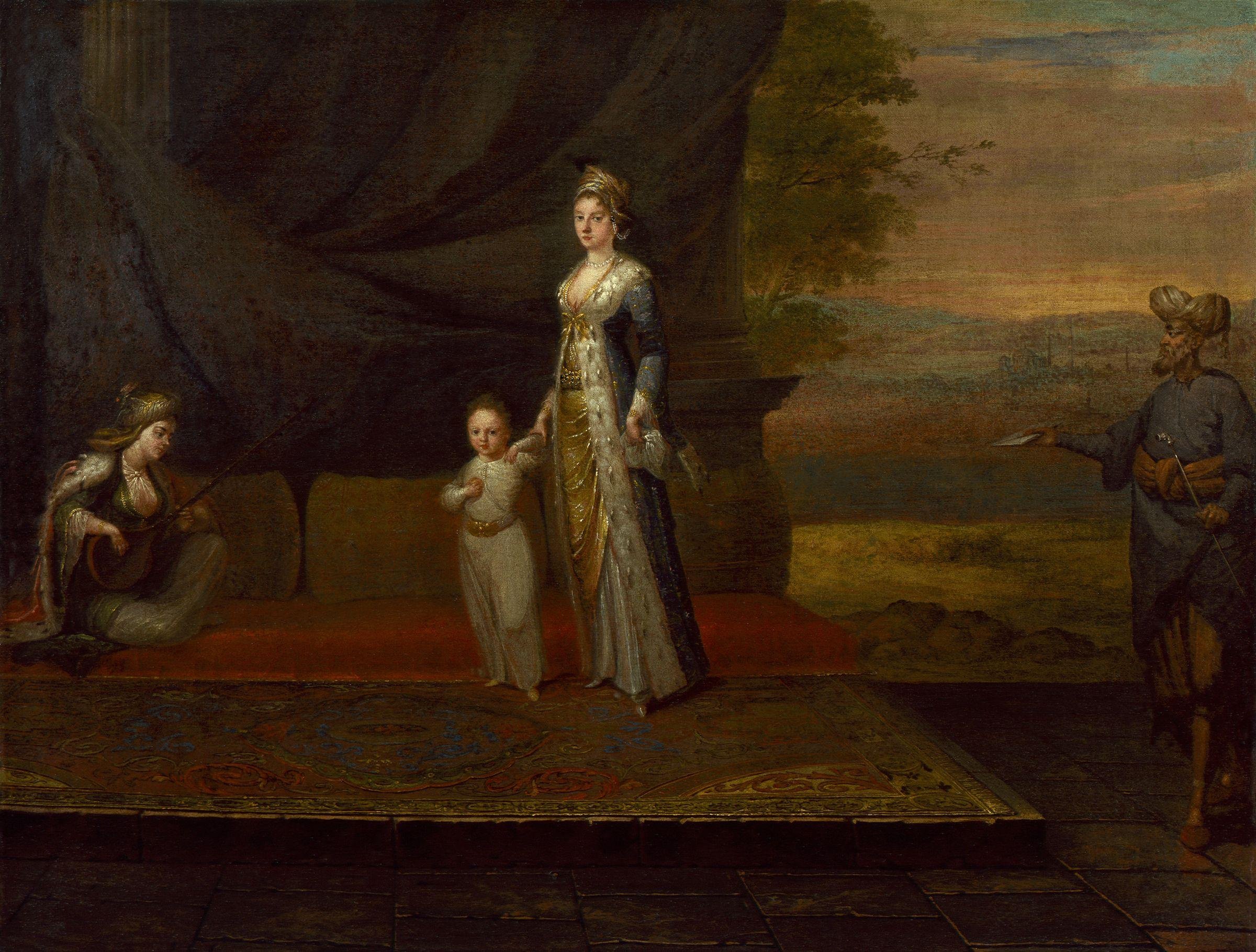 Smallpox-Unknown-Vanmour-Illustration Painting of Lady Mary Wortley Montagu with her son