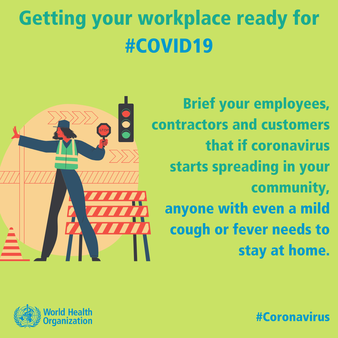 Workplace – stay at home if unwell 