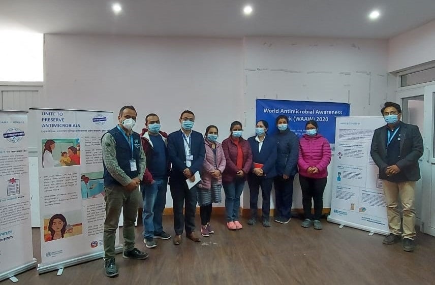 Picture 2: Representatives from NPHL, FHI 360 and WHO Nepal on WAAW 2020 celebration week at NPHL.